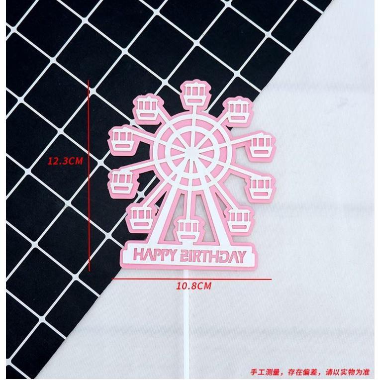 Castle Ferris Wheel Wedding Cake Topper Paper Happy Birthday Cream Cake Insert Flag 摩天轮创意蛋糕装饰(1148L) - Image 7