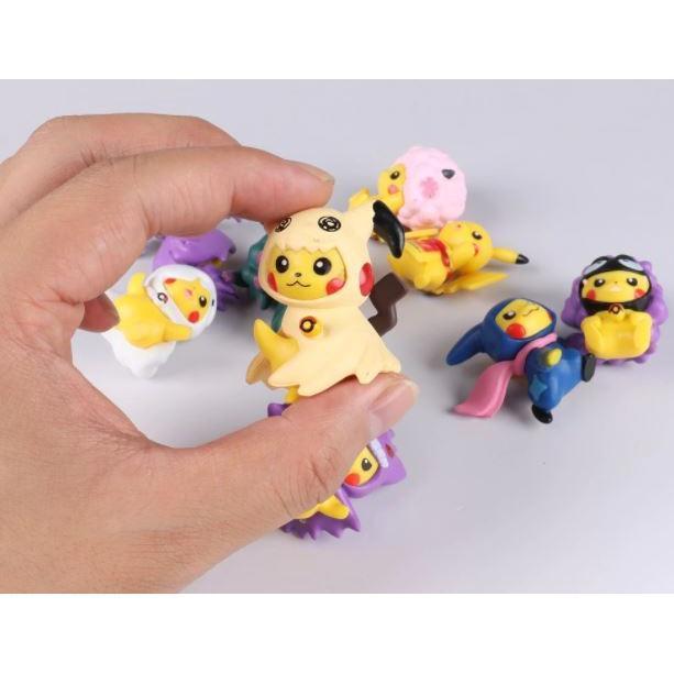 Pokemon figurenes doll Pikachu Gashapon Fashion Cross dress mini figure model 4-5CM kids birthday gift 幽灵卡通服皮卡丘公仔(1804L) - Image 4