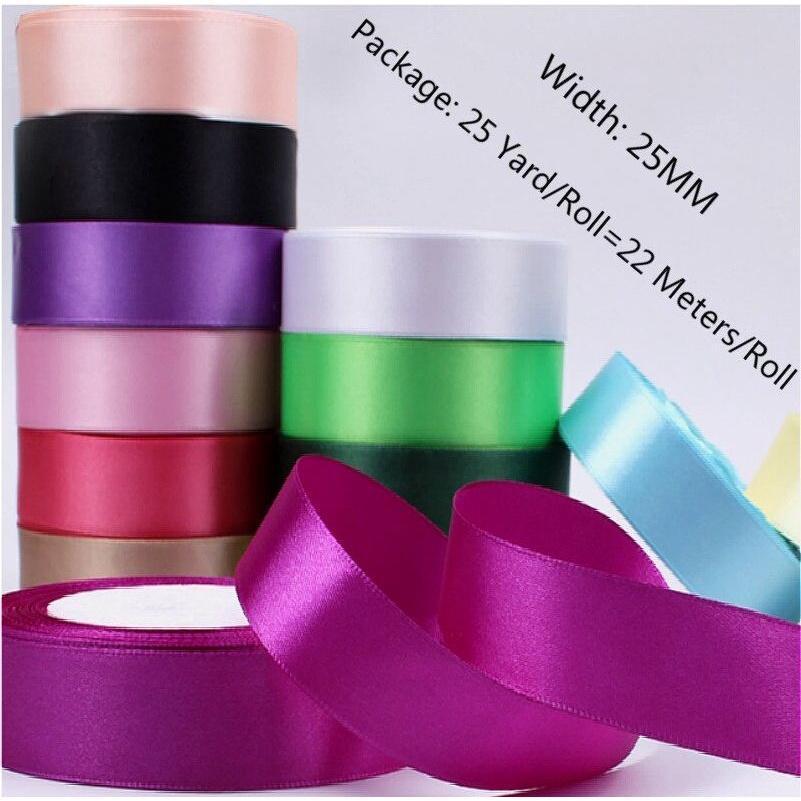 2.5cm Handmade DIY Material Silk Satin Ribbon for Wedding Party Gift Wrap Accessories Sewing Christmas Decoration(533L)