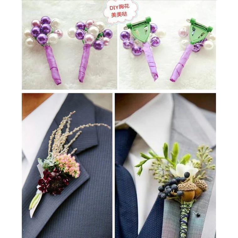 5pcs/10pcs Fashion Wedding Prom Family Corsage Flower Buttonhole Clip Pins Green Corsage Broach Brooch Pin DIY(1385L) - Image 6