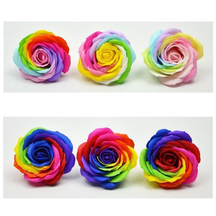 Large 8cm Colorful Soap Rose Flower Heads Rainbow Luminous Eternal Flower Head Creative DIY Flower Bouquet (1640L) - Image 2