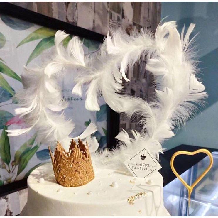 Feather Heart Cake Toppers Cupcake Dessert Topper Birthday Cake Decoration Wedding Festival Party 网红羽毛蛋糕装饰(735L) - Image 2