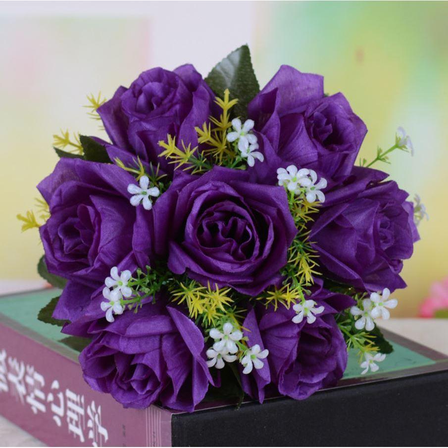7 Flower 7 Forks 1 Bunch Artificial Rose Silk art flower Bouquet For Wedding Party (668L) - Image 9