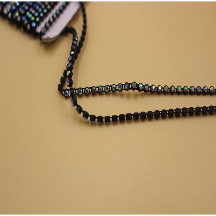 1yard Rhinestone Trim Clear Crystal Stone Chain Round Embellishment Ribbon Sew (924L) - Image 9