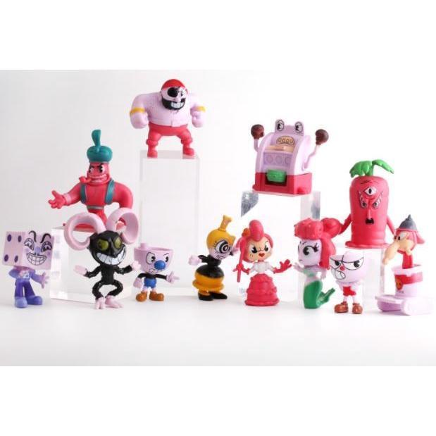 12pcs Cuphead Model Dolls Minifigure Actionfigure Toys Decoration Collection Boy Toys Gift 实心茶杯头12款公仔蛋糕装饰(1656L)