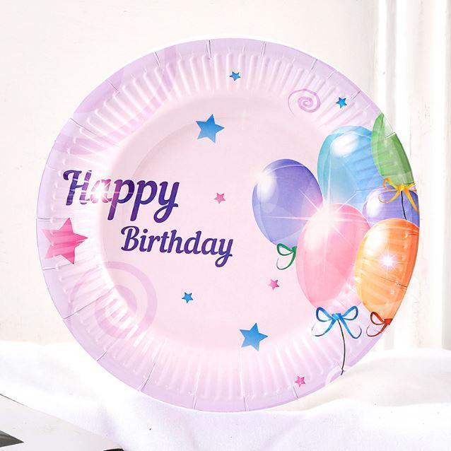 5pcs 7 inch Colorful party tray Disposable birthday party paper plates Printed Bronzing Cake Paper Party(1933L) - Image 14