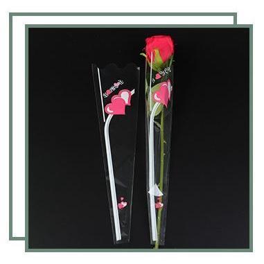 20pcs LOVE Plastic Opp Bag Floral Packaging Materials Accessory Transparency Bag Rose Single Flower Bag (567L) - Image 7