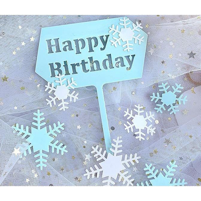 1 set Romantic Blue Silver Snowflake Collection Cake Topper Dessert Decoration for Birthday Party(813L)