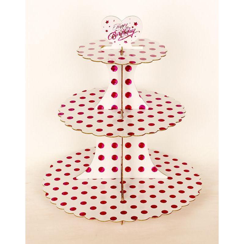 3 Layers Paper Cupcake Stand Cardboard Dessert Holder Candy Bar Birthday Party Wedding Cake Tray Decorating (361L) - Image 5