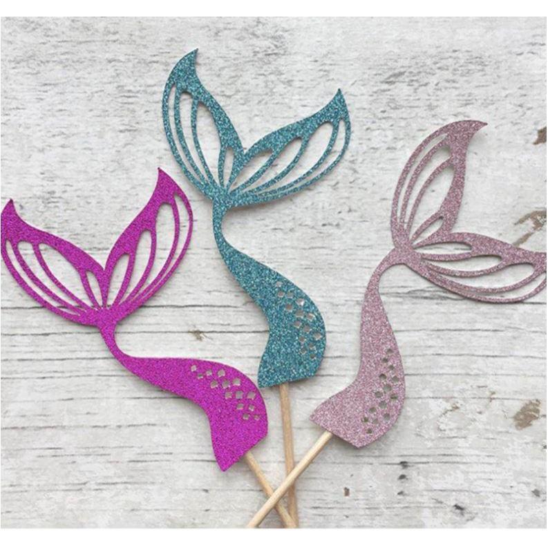 New Mermaid Tail Acrylic Cake Topper Wedding Mermaid Laser Paper Cake Topper For Birthday Party Cake Decorations(996L) - Image 15