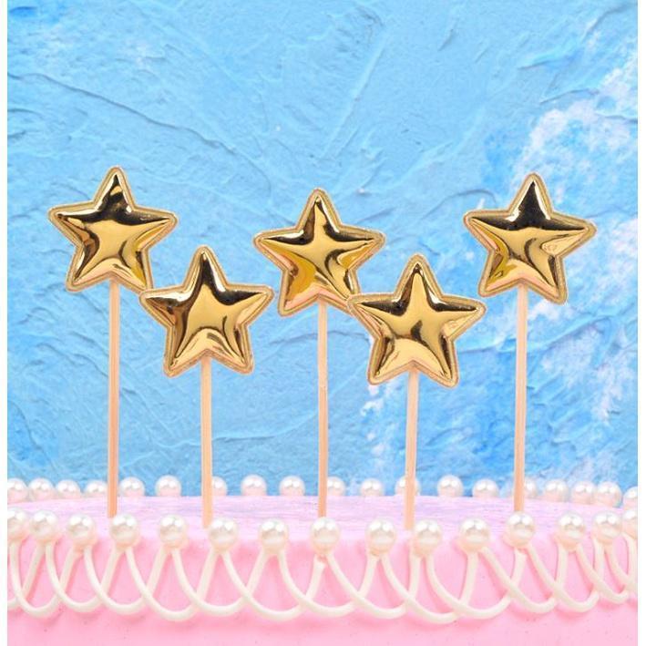 5PCS Pink Pearl Polished Crown Cake Topper with Toothpick Cake Decoration for Wedding Birthday Party Gift(1443L) - Image 5