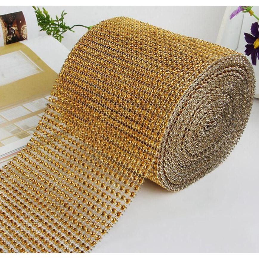 New 1yard Colorful Plastic Diamond Rhinestone Mesh Ribbon Roll Sparking Wedding Ornament 24 Rows Decorative(910L) - Image 19