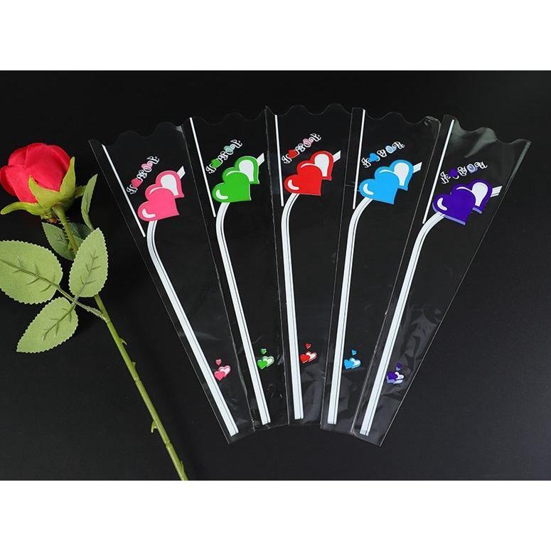 20pcs LOVE Plastic Opp Bag Floral Packaging Materials Accessory Transparency Bag Rose Single Flower Bag (567L) - Image 6