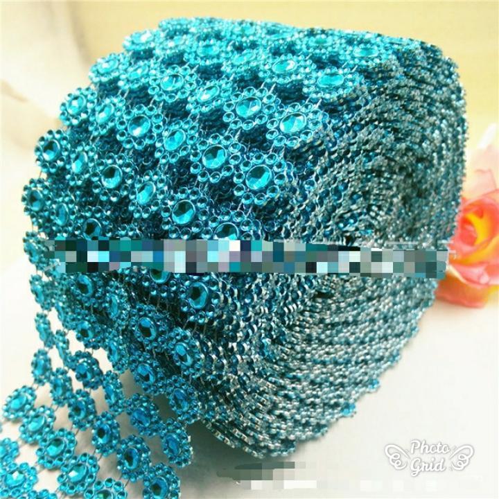 1yard 6 Layer Sunflower Rhinestone Crystal Ribbon Faux Diamond Ribbon Acrylic Flower Mesh Wrap for Wedding (914L) - Image 14