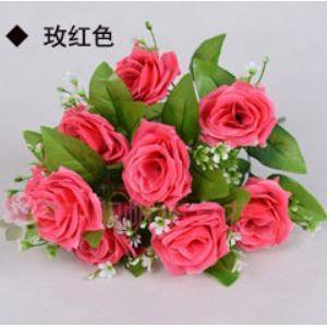 12 Heads Artificial Flowers Rose Gypsophila Bouquet Silk Rose Bouquet DIY Wedding Holding Flowers (669L) - Image 10