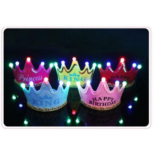 LED Luminous Crown Birthday Hats for Children Girl Princess Boy King Cap生日帽王子皇冠蛋糕led发光箍装扮帽子(1633L) - Image 2
