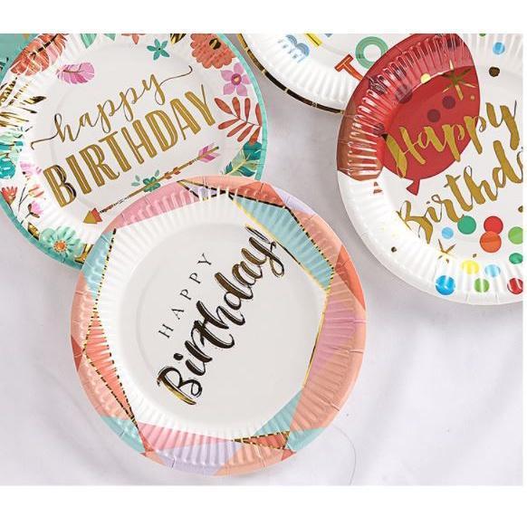 5pcs 18cm Party Paper Plate Happy Birthday Multicolor Disposable Plate Tableware Banquet Wedding Party Baby (1756L) - Image 5
