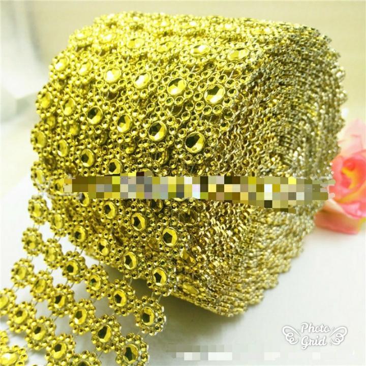 1yard 6 Layer Sunflower Rhinestone Crystal Ribbon Faux Diamond Ribbon Acrylic Flower Mesh Wrap for Wedding (914L) - Image 13