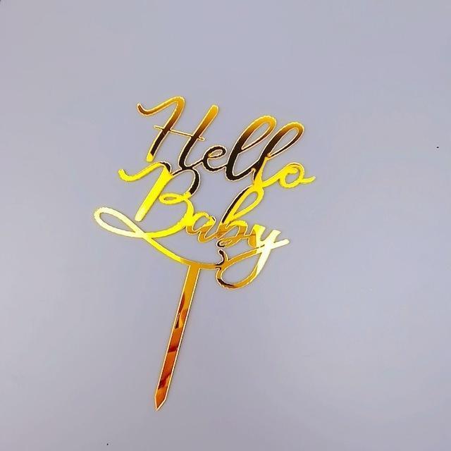 1pc Acrylic 'Hello Baby' Letter Cupcake Toppers Star Love Cake Topper for Party Cake Decoration Dessert (508L) - Image 2