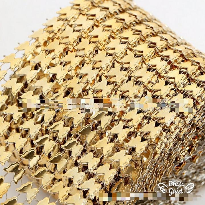 1yard 8 rows Butterfly Rhinestone Mesh Ribbon Gold Silver Diamante Wedding Table Runners Sparkle Wrap(926L) - Image 2