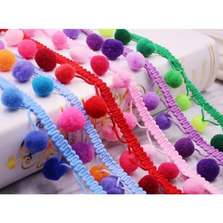 1yard Pom Pom Trim Ball Ribbon MINI Pearl Pompom Fringe Ribbon Sewing Lace Kintted Fabric Handmade 高弹毛球花边(1548L)