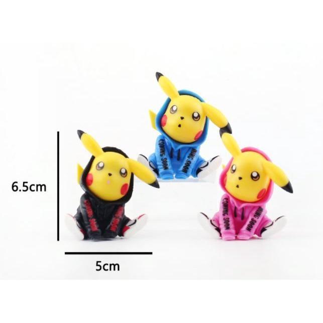 Pokemon Pikachu Pink and Blue Hoodie Sneakers Cute Action Figure Ornament Model Toys 风衣皮卡小精灵神奇宝贝(1670L) - Image 5