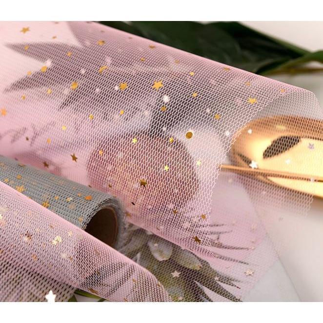 1roll Star Moon Soft Lace Mesh Wrapping Paper Flower Bouquet Florist Supplies DIY Decor Valentine's Day Gift(1420L) - Image 3