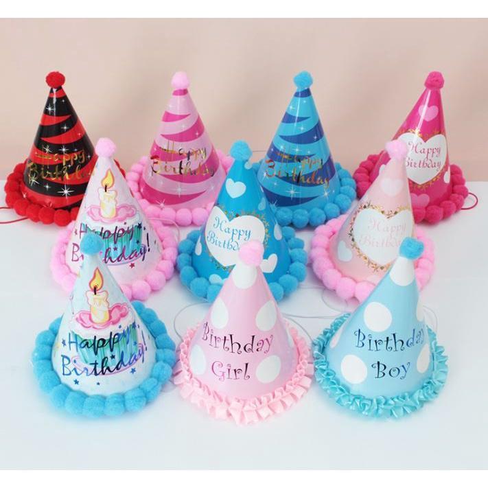 NEW Baby Kid Rainbow Birthday Party Hat Child Crown Decoration Pompon Paper Cap Cartoon Pattern Festival Colorful(1336L) - Image 3