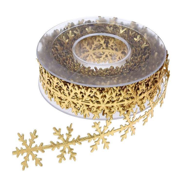 1yard Imitation leather Gold and Silver Snowflake Ribbon lace Christmas Decoration Christmas Home Decoration (1797L) - Image 4