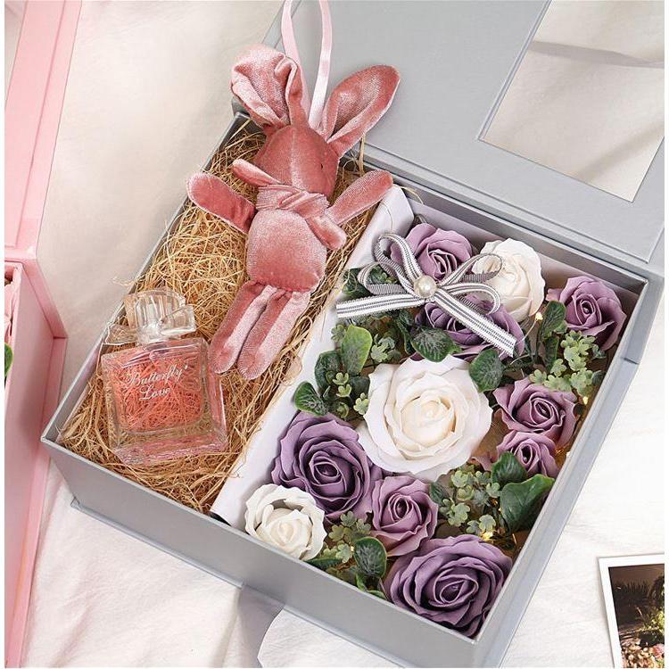 "LOVE FOREVER" Mother Day Valentine's Day Gift Box Jewelry Box Valentines Day Soap Rose Necklace Ring Gift Box(1244L) - Image 5