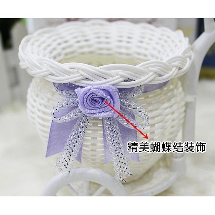 Creative Tricycle Room Ornament Rattan Big Wheel Float Round Simulation Rattan Small Float Flower Pot Decoration(258L) - Image 5