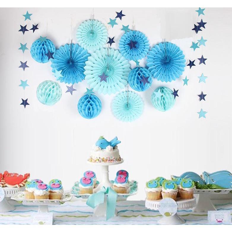 Birthday party paper flower ball paper fan set birthday pull flag party activity(302L) - Image 3