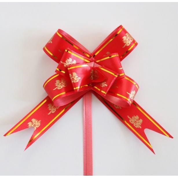 10/5pcs/bag 1.2cm/1.5cm/1.8cm/3cm/4.5cm "XI" Red Flower Bowknot Pull Bow Ribbon Snow Yarn Polyester Pull Flower(318L) - Image 12