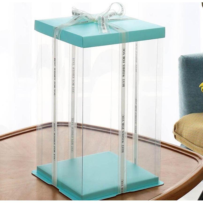4/6/8/10/12inch Square Cake Box Child Birthday Cake Gift Packaging Toy rose bear flower gift box Transparent pack(908L) - Image 12