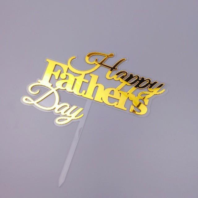 1pc Gold Happy Father's Day Cake Topper Gillter Best Day Cake Flag for Family Birthday Fathers Party Baking (540L) - Image 13