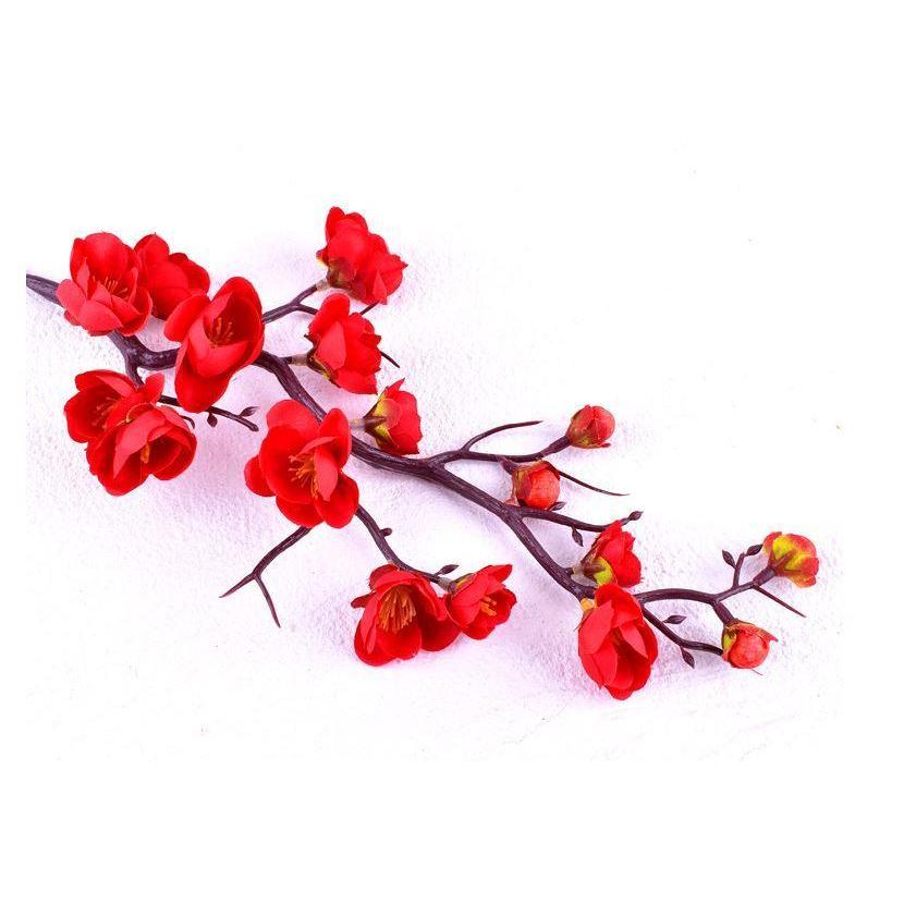 Romantic Wedding Birthday Party Cake Topper Red Plum Blossom Twig Artificial Fake Flowers Plant Home (1030L) - Image 8