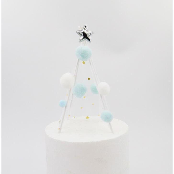 Birthday Wedding Party Cake Decoration Wrought Iron Star Yarn Hair Ball Tent Baking Ornaments DIY Topper (1309L) - Image 6