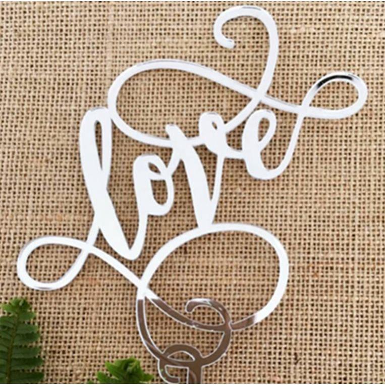 LOVE Wedding Acrylic Cake Topper Gold. Silver, Rose Gold Love Cupcake Topper (417L) - Image 3