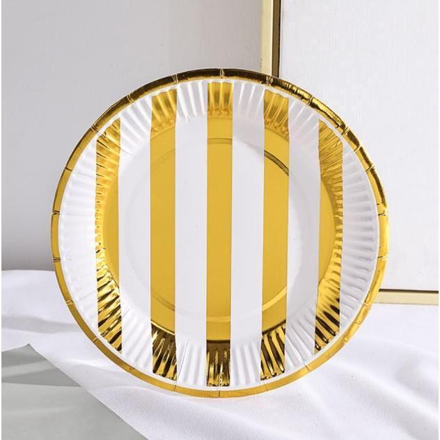 5pcs/lot 7/9inch Foil Gold Dot Birthday Wedding Party Supplies Decoration Cake Dish Disposable Paper Plates Baby (1758L) - Image 14