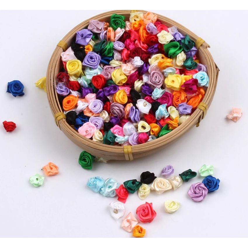 20pcs 15mm Mix Color small rose flower mini handmade satin ribbon rose head wedding scrapbooking decoration(855L) - Image 6