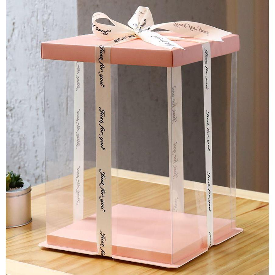 4/6/8/10/12inch Pink Lip And Base Transparent Rectangle Cake Box New Clear Gift Flower Cake Box Dustproof (905L) - Image 19