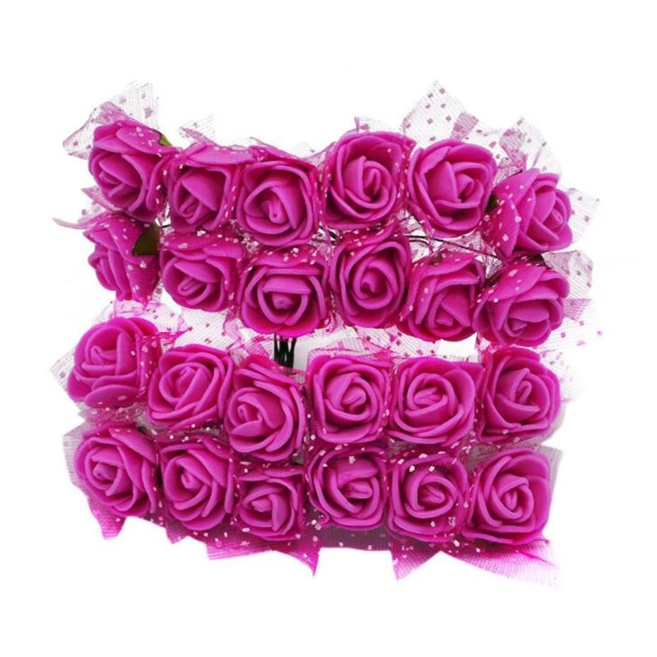 12pcs/pack 2cm Artificial PE Foam Flower Bouquet Mini Silk Rose Head DIY Teddy Bear Wreath Fake Flowers Decor(672L) - Image 15