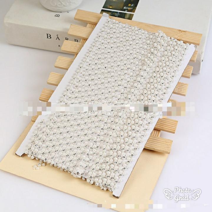 1yard ABS Plastic Imitation Pearl With 4mm Rhinestones Chain Trim Applique DIY Craf (918L) - Image 8