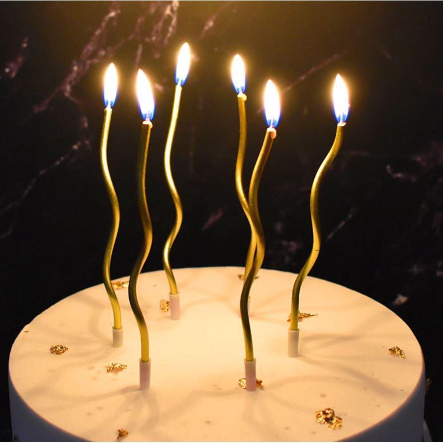 6Pcs/box Threaded Candle Curved Cake Candle Long Curving Cake Safe Flames Kids Birthday Cake Romantic Decoration(886L) - Image 2