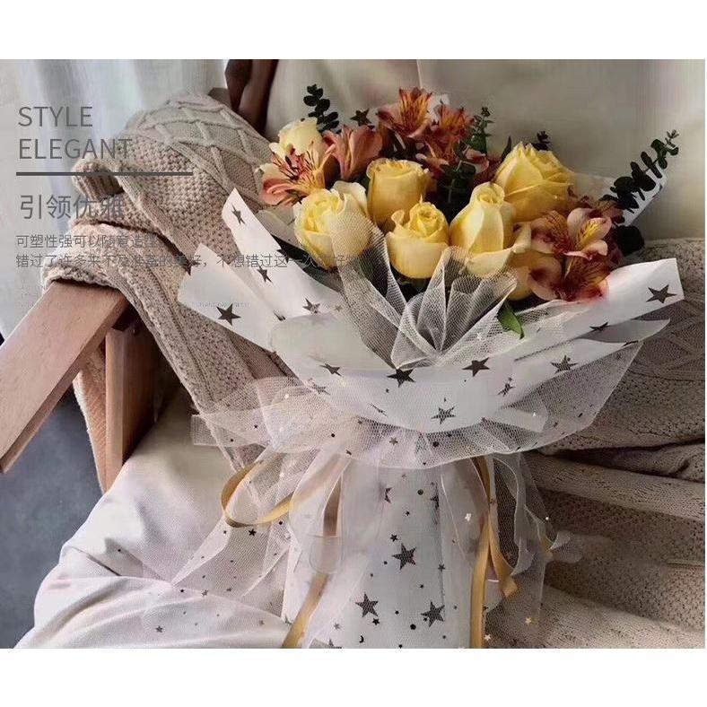 50cm x 1yard Star Moon Soft Lace Mesh Wrapping Paper Flower Bouquet Florist Supplies DIY Decor Valentine's Day(1259L) - Image 9