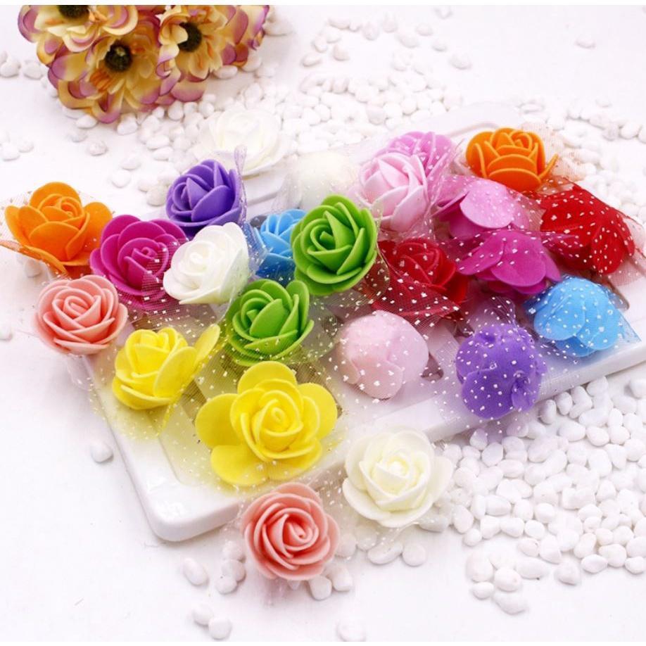 12pcs 3.5cm Mini PE Foam Rose Heads Artificial Silk Flowers for Home Garden DIY Pompom Wreaths Wedding 泡沫玫瑰花(847L)