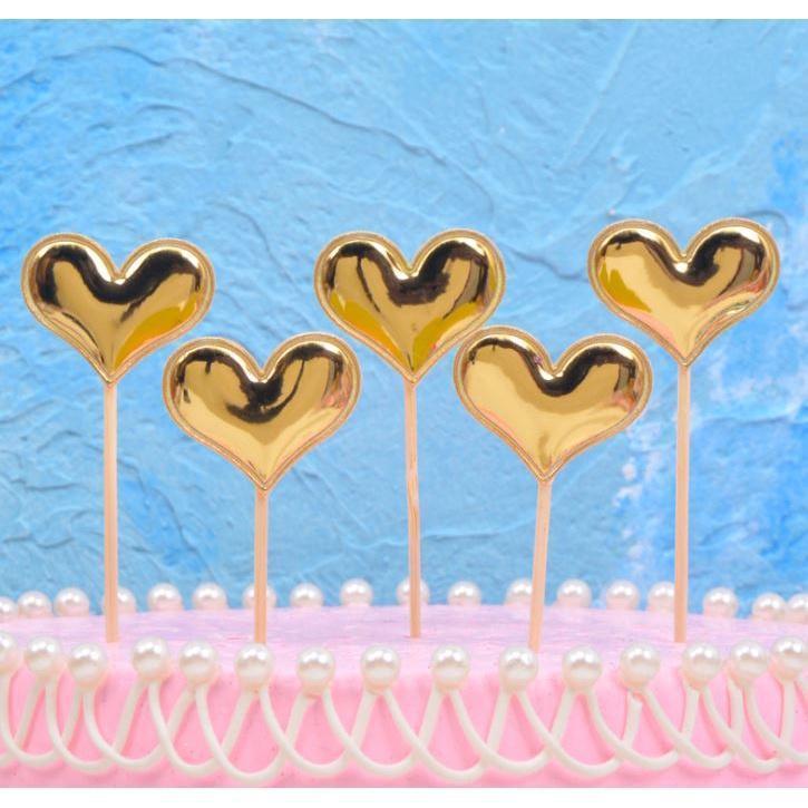 5PCS Pink Pearl Polished Crown Cake Topper with Toothpick Cake Decoration for Wedding Birthday Party Gift(1443L) - Image 8