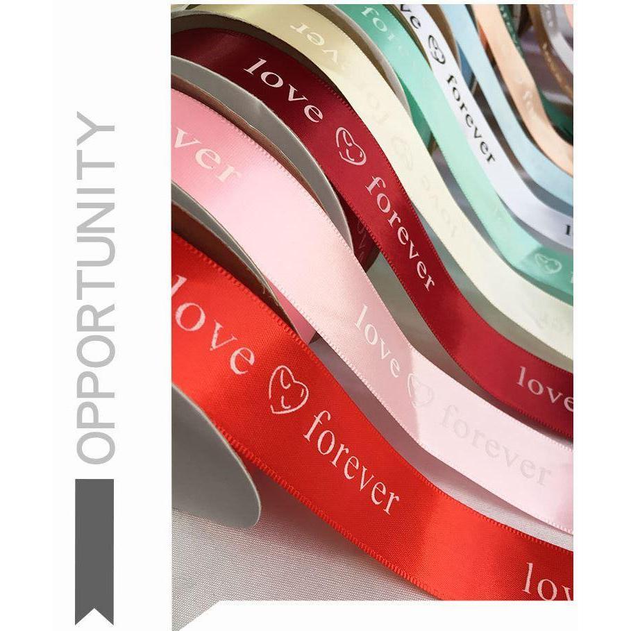 25mm Print Forever Love Silk Ribbons Wedding Car Festival Bridal Accessories Diy Gifts Box Christmas Decor (1248L) - Image 2