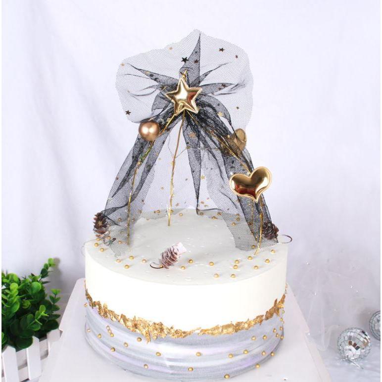 Birthday Wedding Party Cake Decoration Wrought Iron Star Yarn Hair Ball Tent Baking Ornaments DIY Topper (1309L) - Image 13