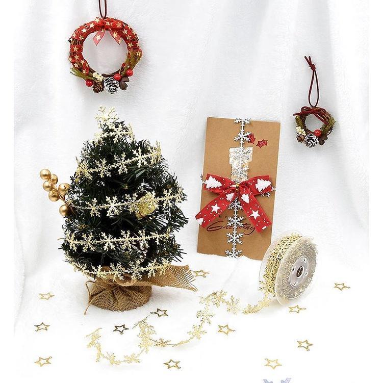 1yard Imitation leather Gold and Silver Snowflake Ribbon lace Christmas Decoration Christmas Home Decoration (1797L) - Image 5